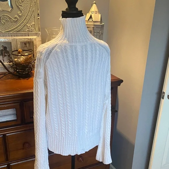 French Connection Ivory Cable Knit Turtleneck Sweater - Picture 4 of 6